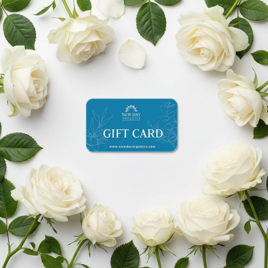 Gift card with a floral arrangement of white roses on a white background